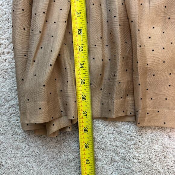 En Crème Polka Dot Shoulder Tie Pleated Wide Leg Jumpsuit: Light Brown / M - Picture 10 of 16